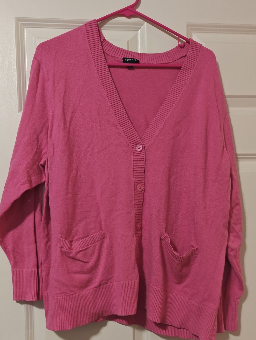 torrid Hot Pink V-Neck Button Front Cardigan